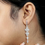 Rose Cut Diamond Danglers In 18k White Gold Handmade Wedding Jewelry