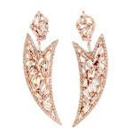 Natural Tapered Baguette Diamond Danglers in 18k Rose Gold Wedding Jewelry For Her