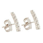 Natural Emerald Ladder Design Stud Earrings in 18k White Gold