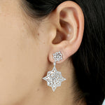 Beautiful Tapered Diamond Cluster Danglers In 18k White Gold For Her