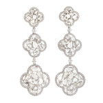 Natural Pave Diamond Cluster Danglers In Solid 18k White Gold