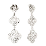 Natural Pave Diamond Cluster Danglers In Solid 18k White Gold