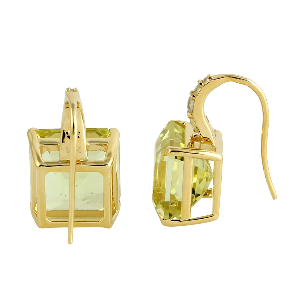 14k Yellow Gold Quartz Hook Earrings For Her