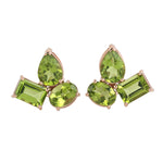 Natural Green Peridot 18k Rose Gold Stud Earrings