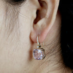 18k Yellow Gold Kunzite Diamond Hook Earrings For Her